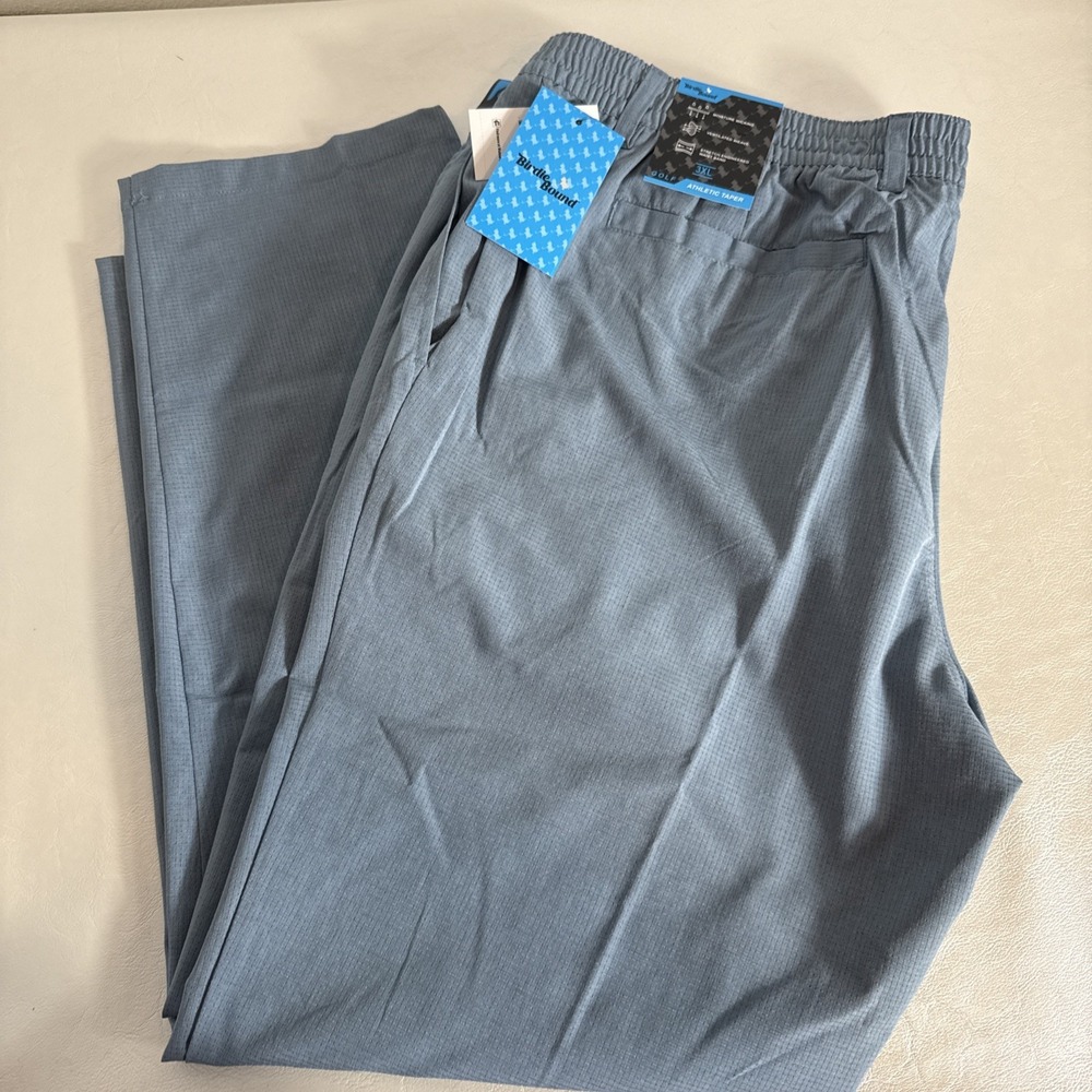 Birdie Bound Golf Pants Mens 3XL Blue Stretch Waist Athletic Taper Casual NWT